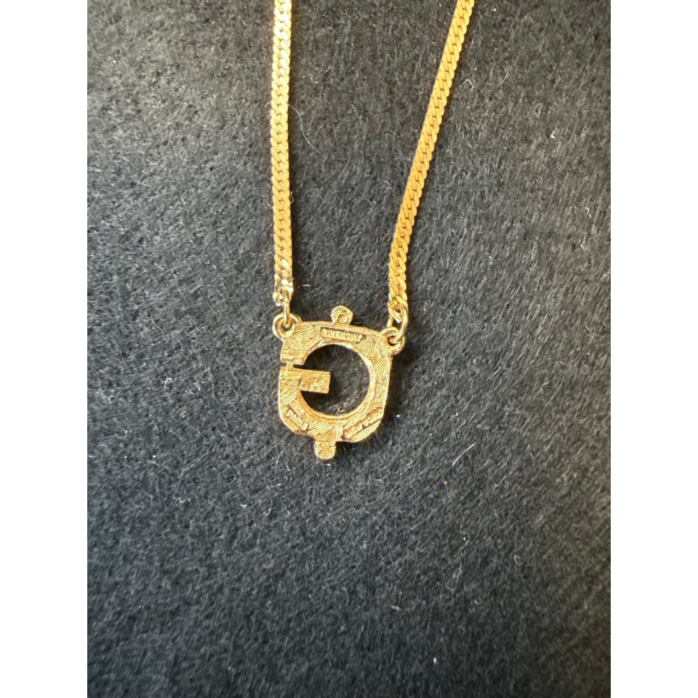 Vintage GIVENCHY Paris New York Rhinestone Logo Necklace - Picture 3 of 6